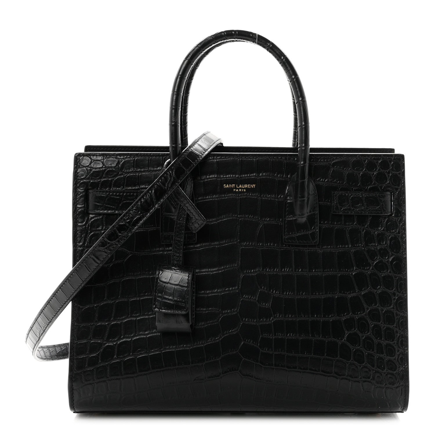 Saint Laurent Calfskin Crocodile Embossed Baby Sac De Jour Black 1 of 10