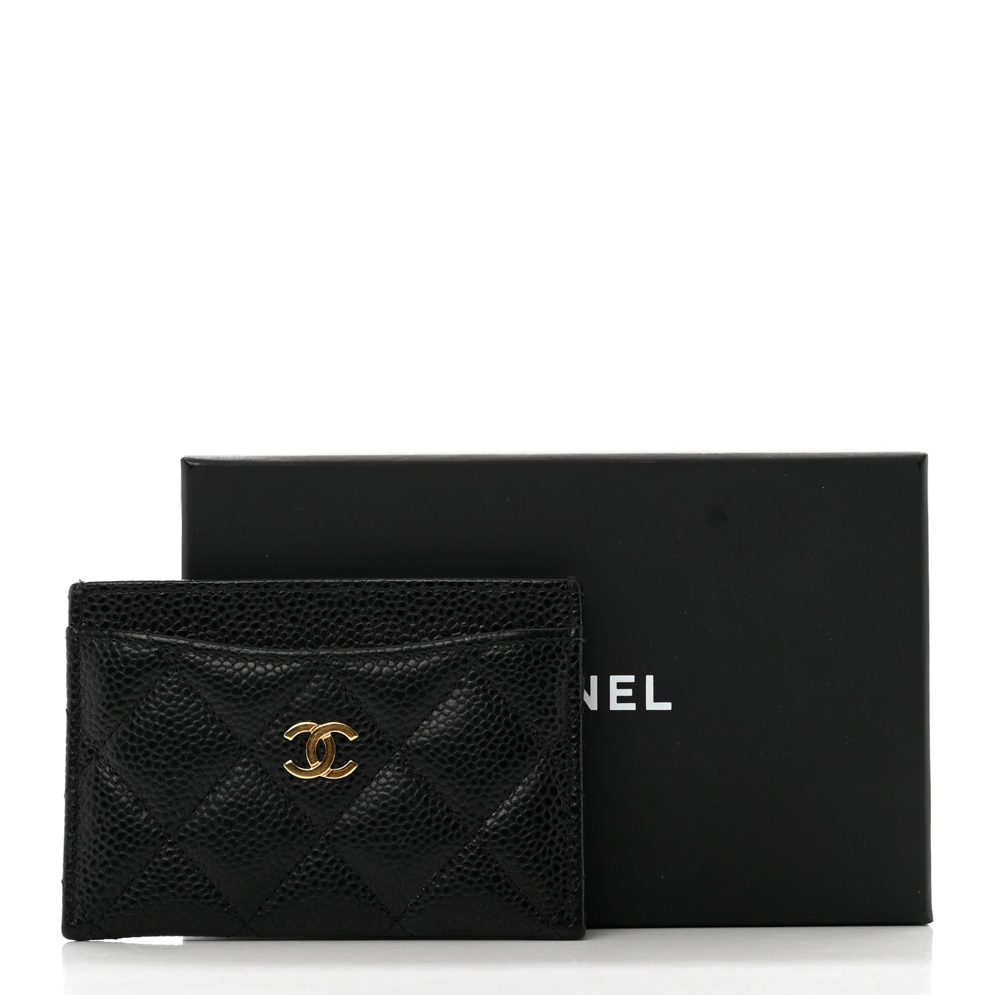 Caviar Quilted Card Holder Black