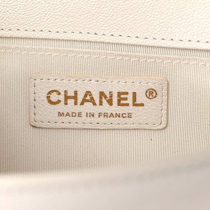 Chanel Caviar Chevron Quilted Medium Boy Flap White 6 of 13