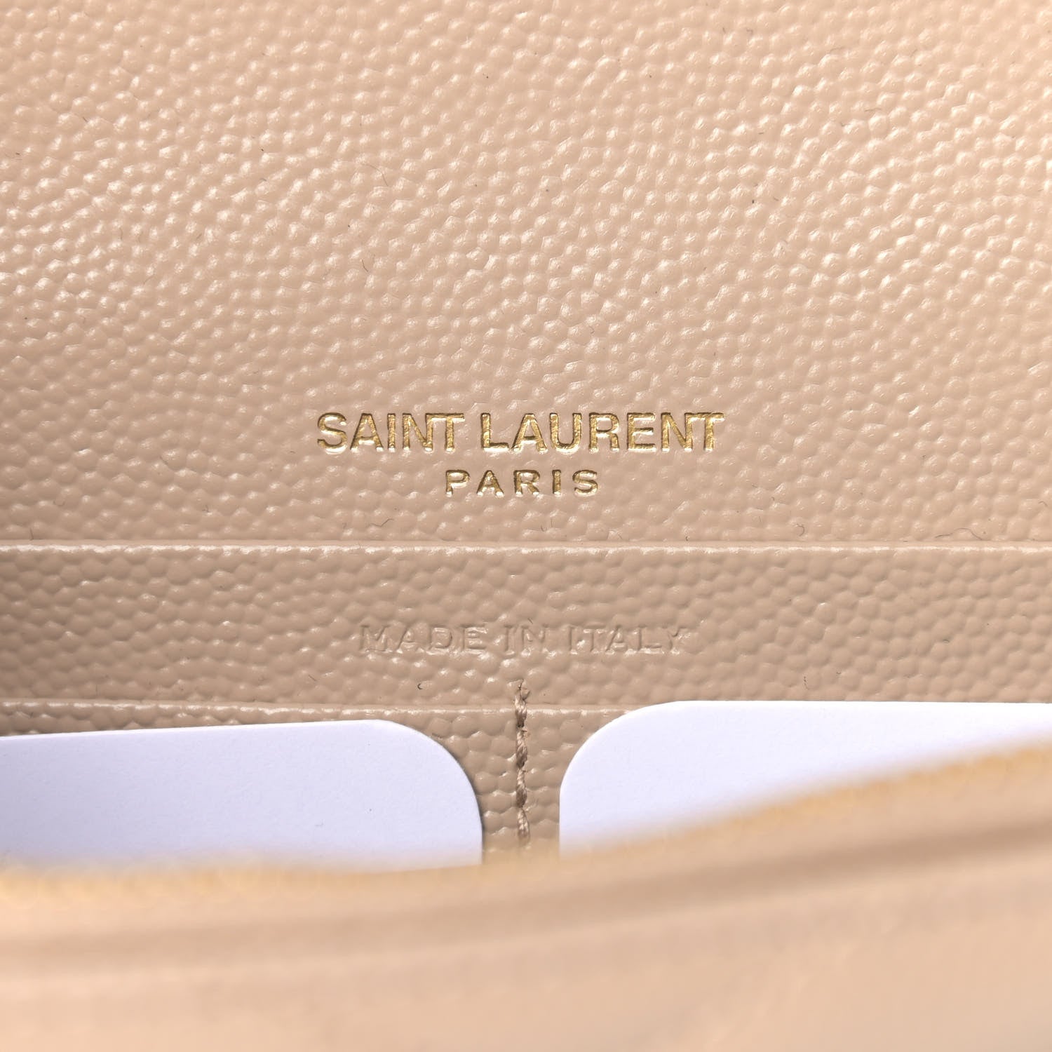 Saint Laurent Grain De Poudre Matelasse Chevron Monogram Envelope Chain Wallet Dark Beige 6 of 9