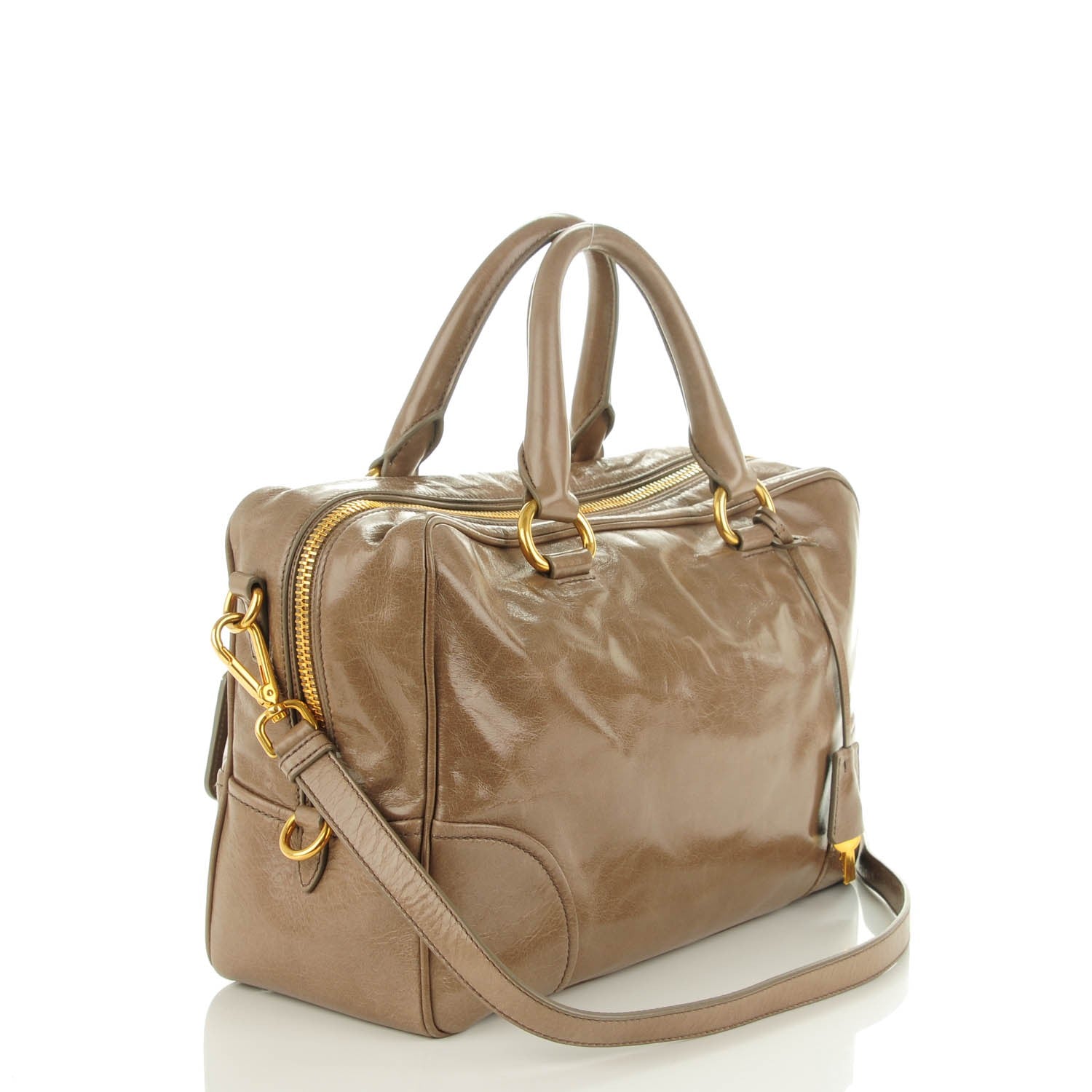 Prada Vitello Shine Satchel Giunco 3 of 8
