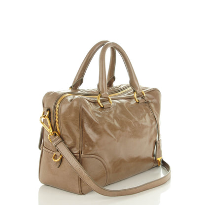 Prada Vitello Shine Satchel Giunco 3 of 8