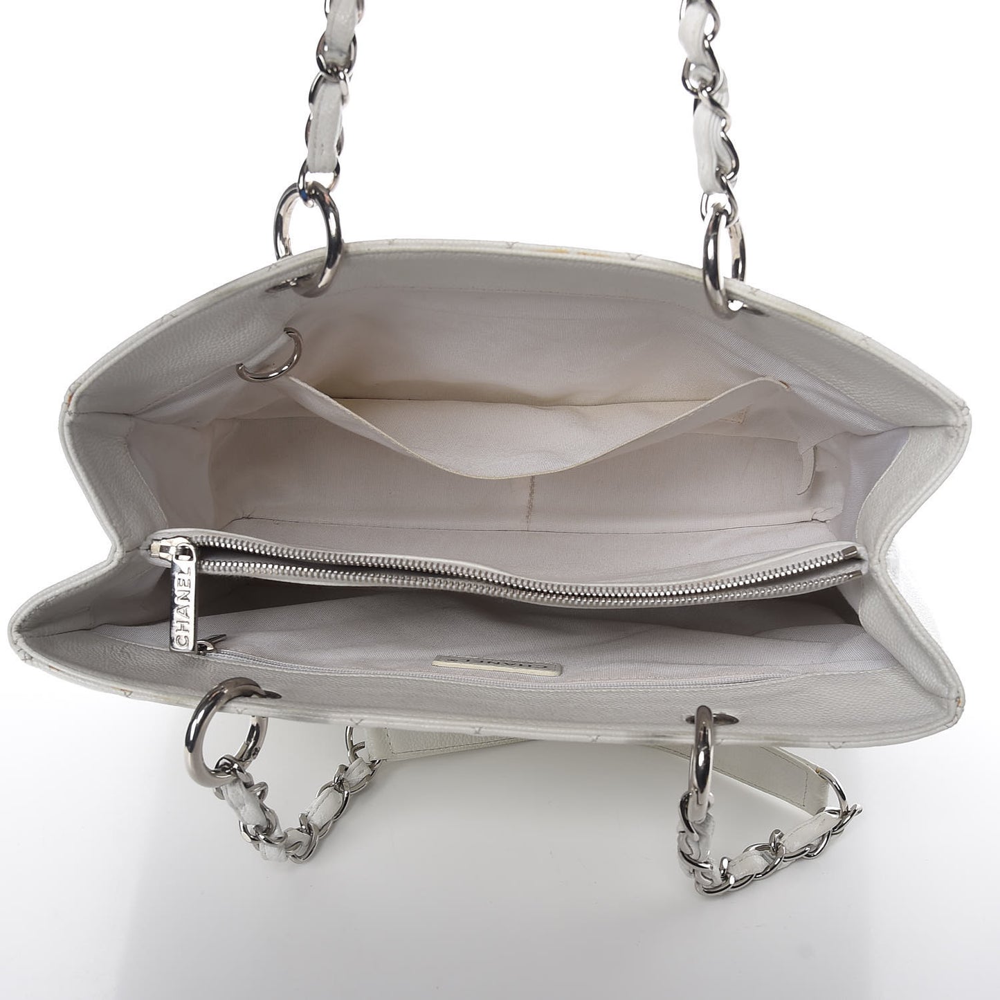 Caviar Quilted Grand Shopping Tote GST White