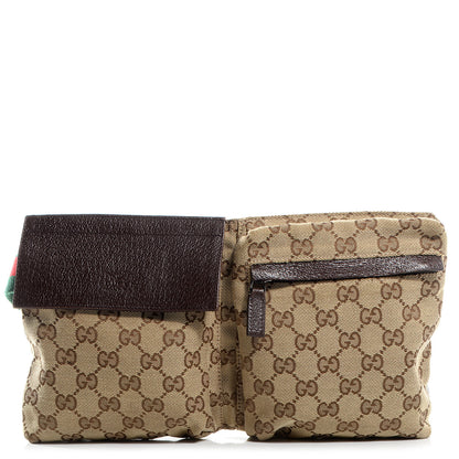 Gucci GG Monogram Web Double Pocket Belt Bag Brown 1 of 8
