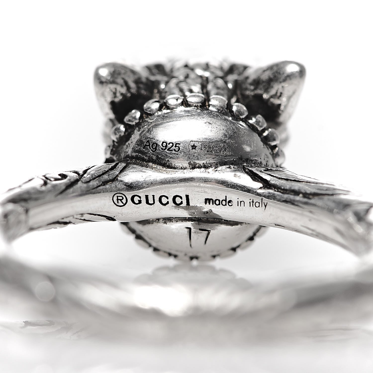 Gucci Sterling Silver Anger Forest Wolf Head Ring 57 8 6 of 6