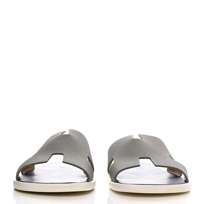 Hermes Epsom Mens Izmir Sandals 40.5 Gris Mouette Bleu 2 of 10