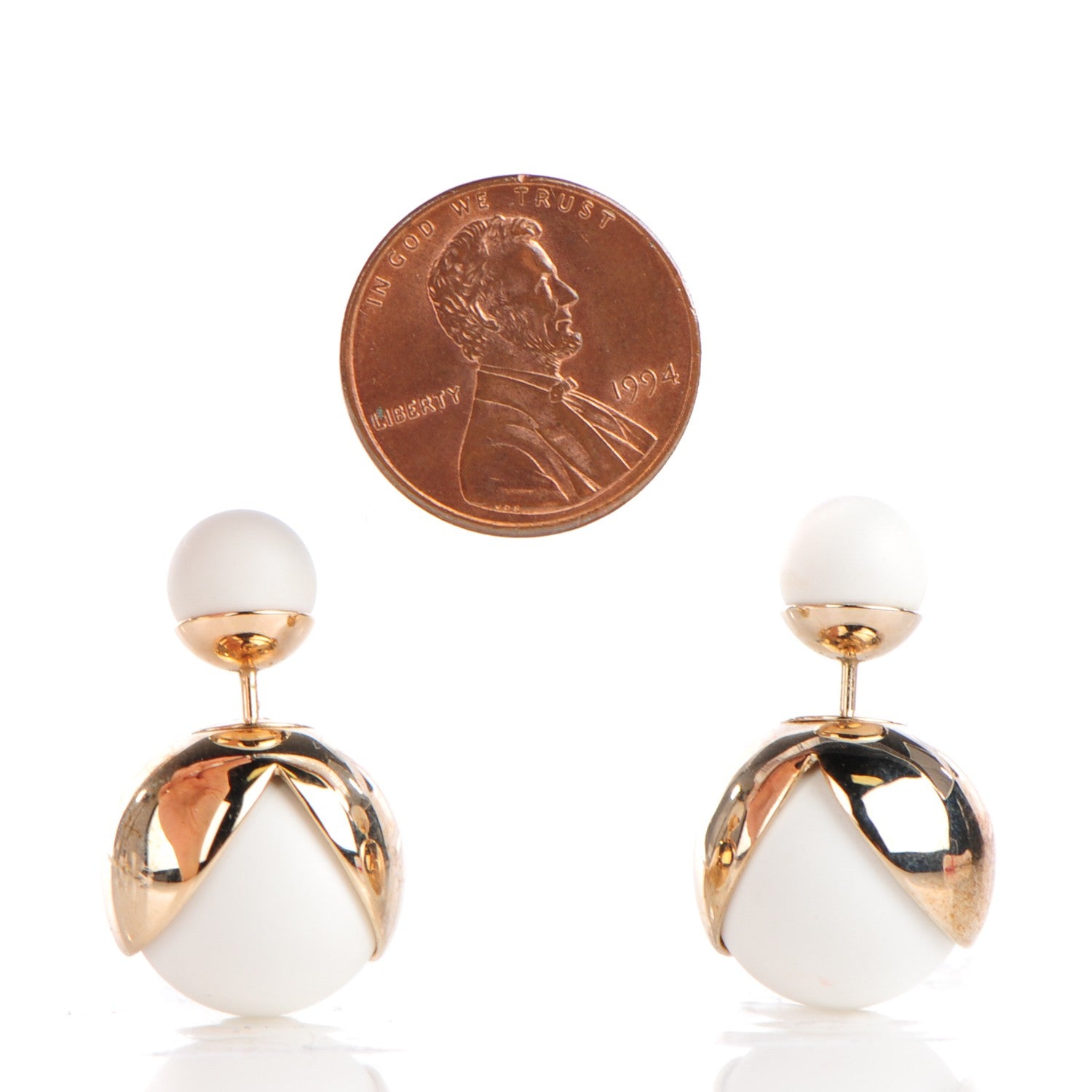 Christian Dior Mise En Dior Tribal Earrings Gold White 2 of 4
