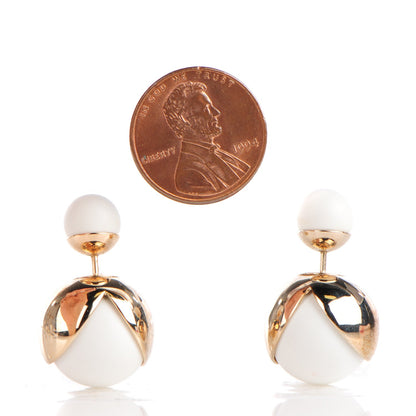 Christian Dior Mise En Dior Tribal Earrings Gold White 2 of 4