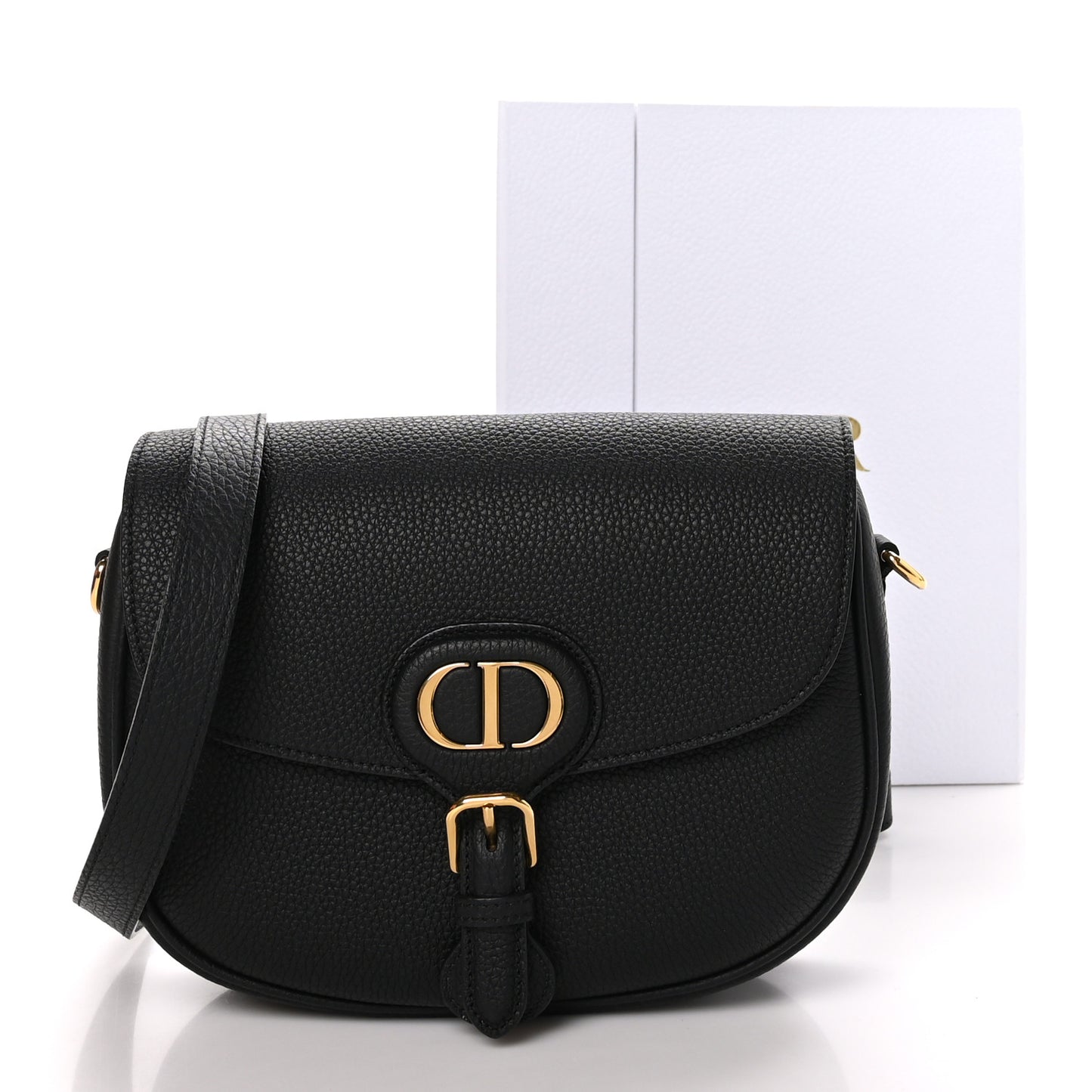 Grained Calfskin Medium Bobby Flap Black