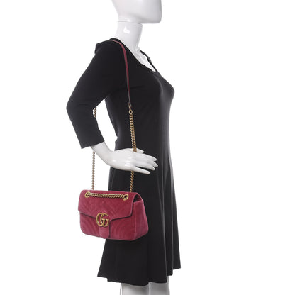 Gucci Velvet Matelasse Small GG Marmont Shoulder Bag Light Raspberry Rose 2 of 14