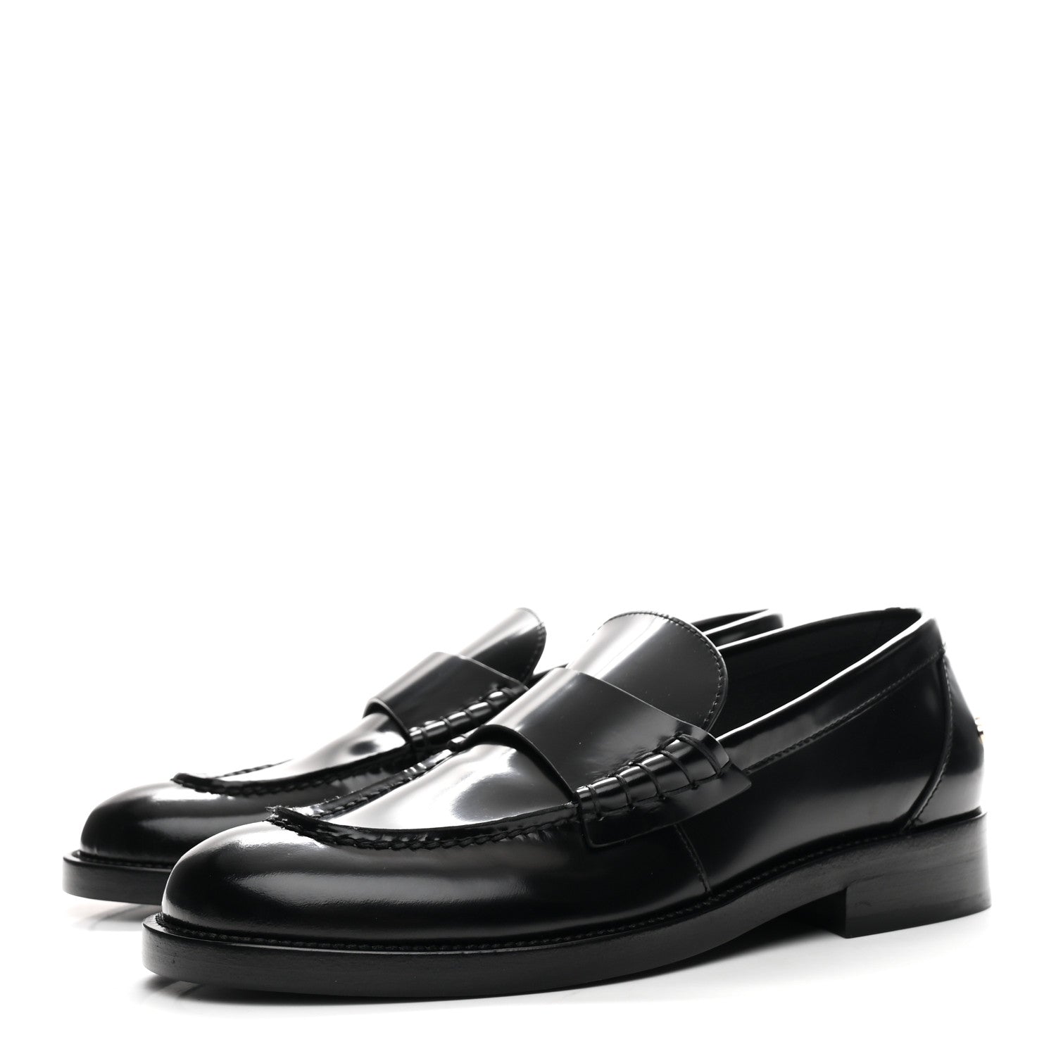 Chanel Shiny Calfskin Logo Loafers 37 Black 4 of 10