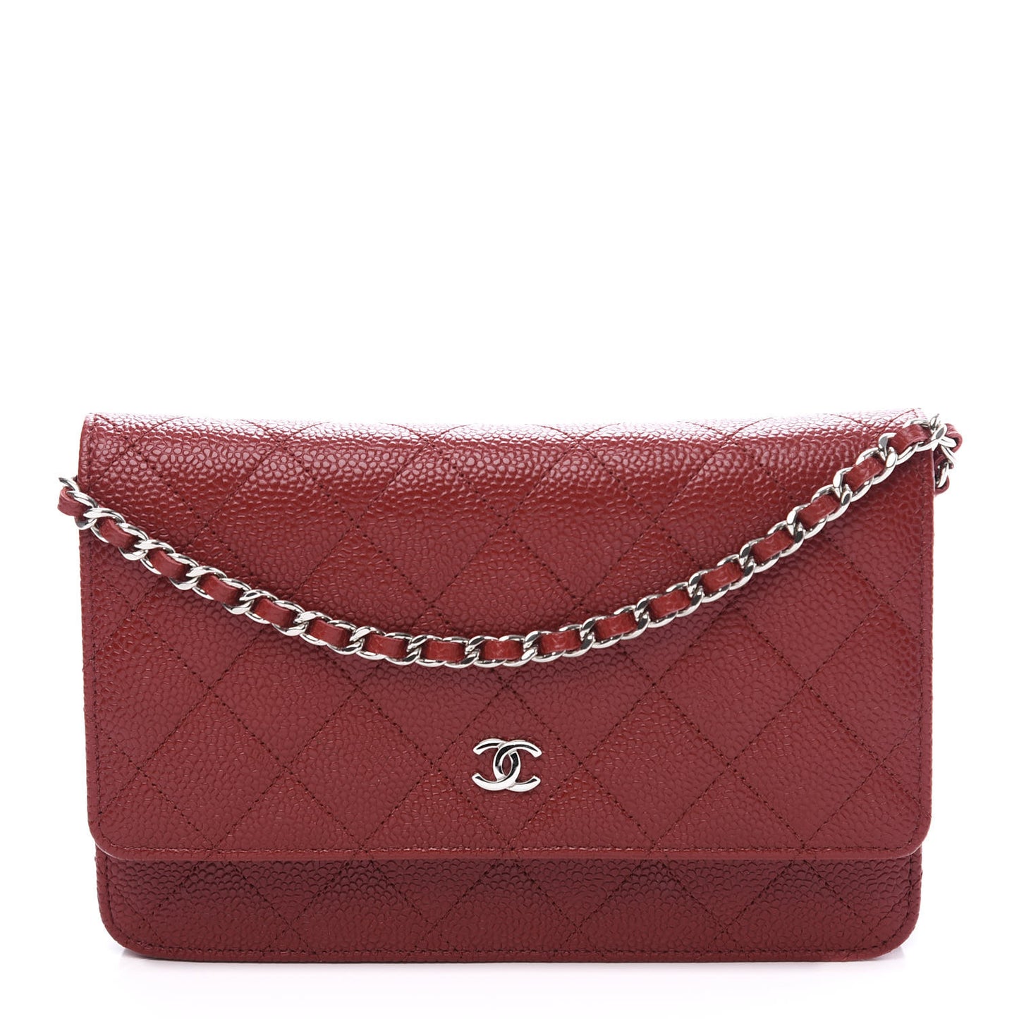 Caviar Quilted Wallet on Chain WOC Red