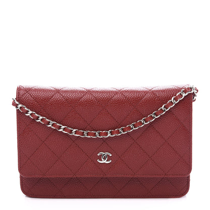 Chanel Caviar Quilted Wallet on Chain WOC Red 1 of 11