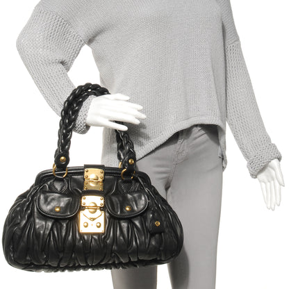 Miu Miu Leather Matelasse Coffer Frame Tote Black 2 of 7