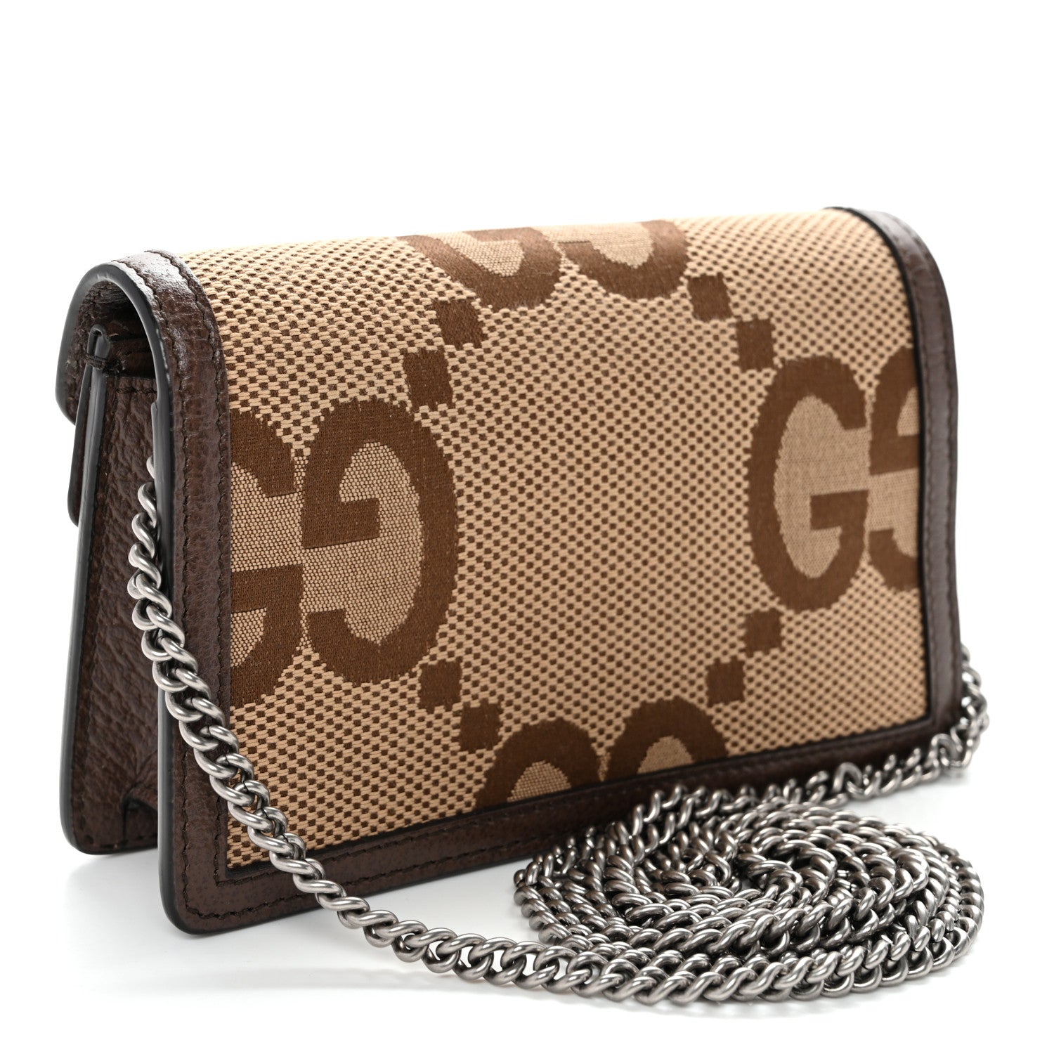 Gucci Monogram Jumbo GG Textured Dollar Calfskin Super Mini Dionysus Shoulder Bag Camel Ebony New Acero 3 of 9