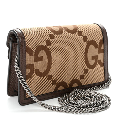 Gucci Monogram Jumbo GG Textured Dollar Calfskin Super Mini Dionysus Shoulder Bag Camel Ebony New Acero 3 of 9