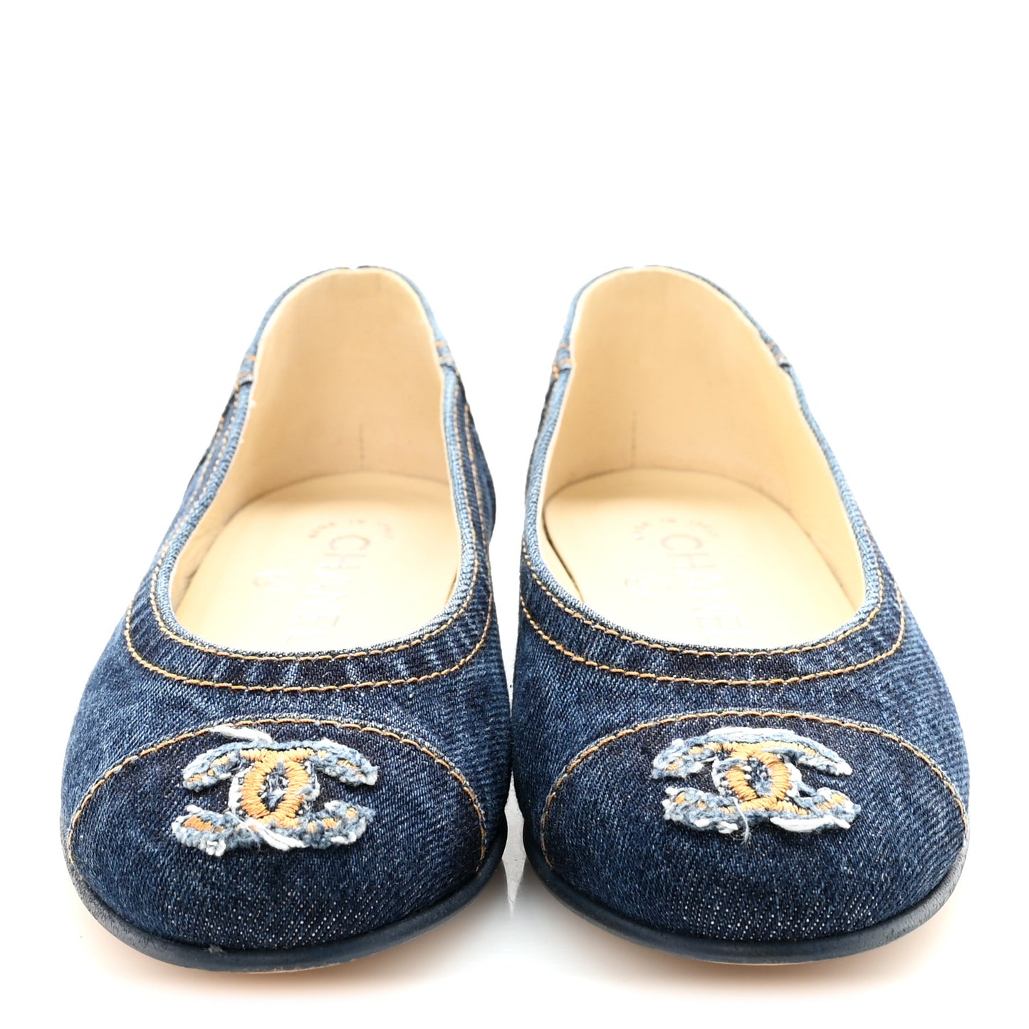Denim CC Cap Toe Ballerina Flats 35.5 Blue