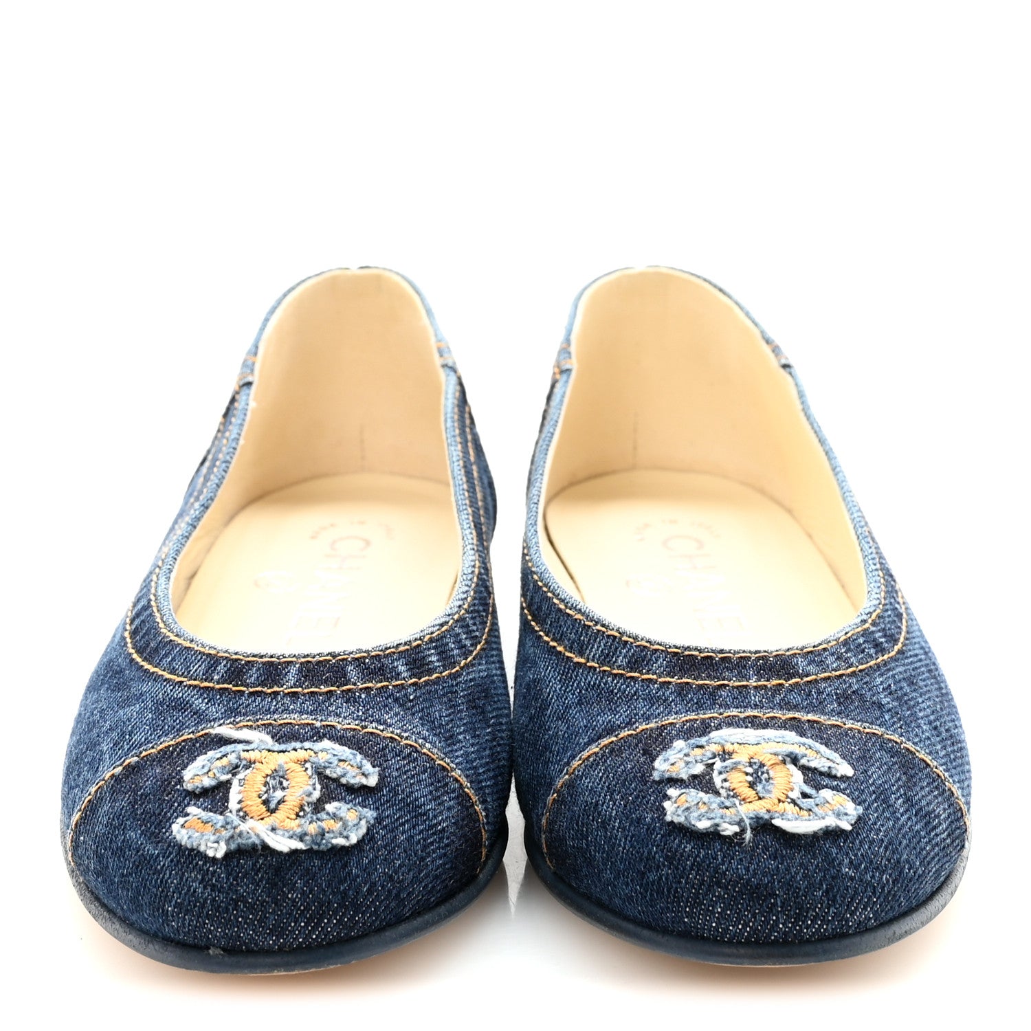 Chanel Denim CC Cap Toe Ballerina Flats 35.5 Blue 3 of 10