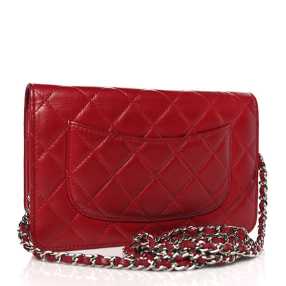 Chanel Lambskin Quilted Wallet On Chain WOC Red 3 of 10