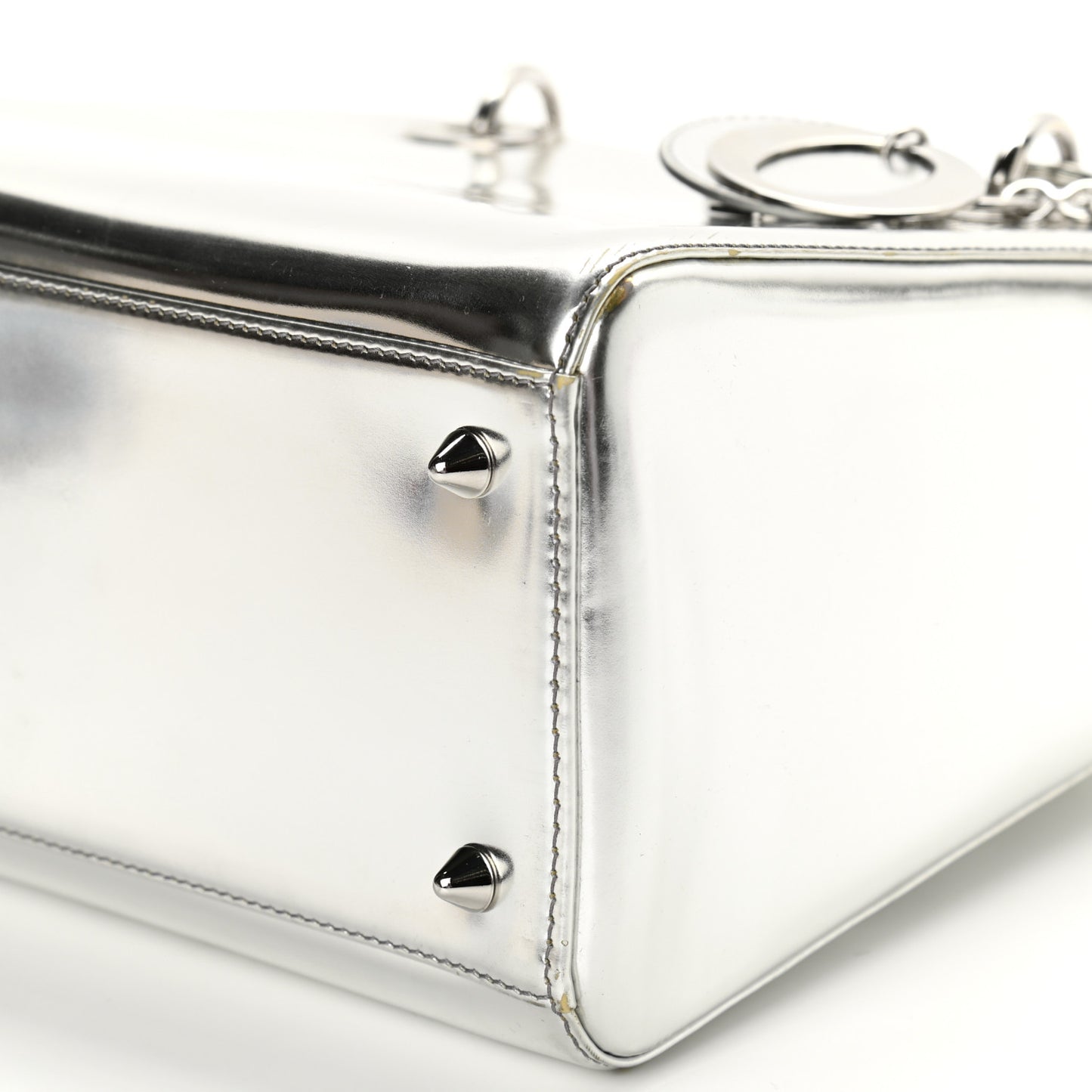 Metallic Patent Calfskin Medium Lady Dior Silver