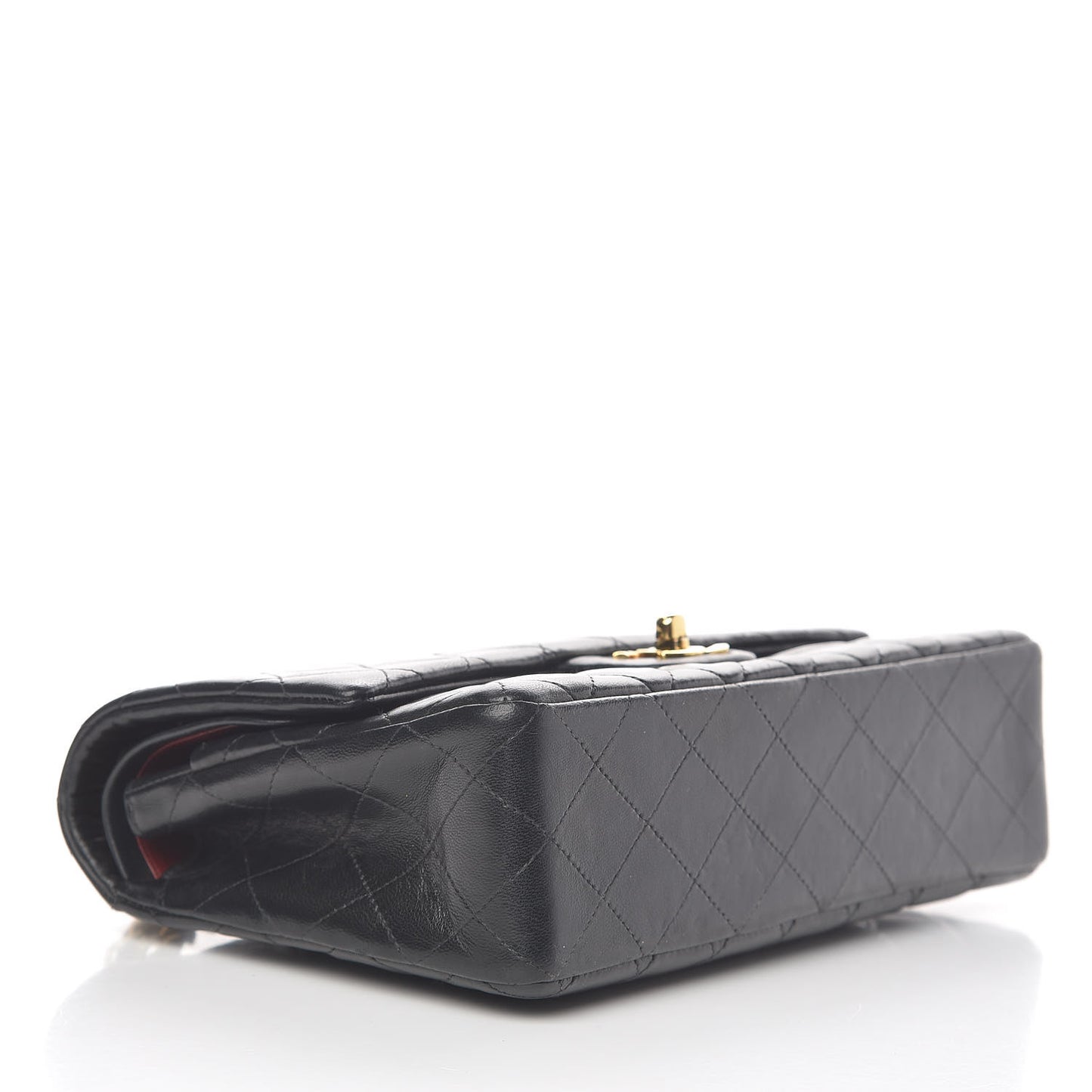 Lambskin Quilted Medium Double Flap Black