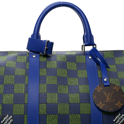 Louis Vuitton Damier Heritage Keepall Bandouliere 50 Blue Green 6 of 8