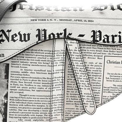 Christian Dior Calfskin Newspaper Printed Saddle Bag With Strap Black White 8 of 10