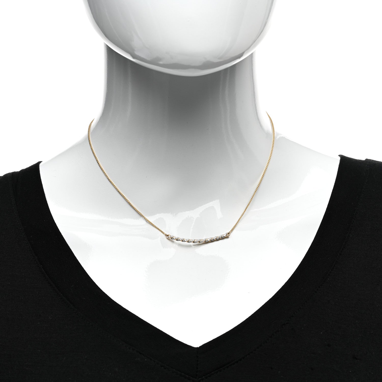 David Yurman 18K Yellow Gold Diamond Paveflex Petite Pave Station Necklace 2 of 4