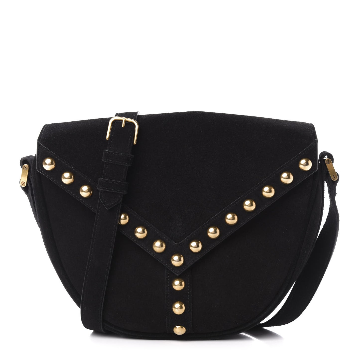 Suede Y Studs Crossbody Bag Black