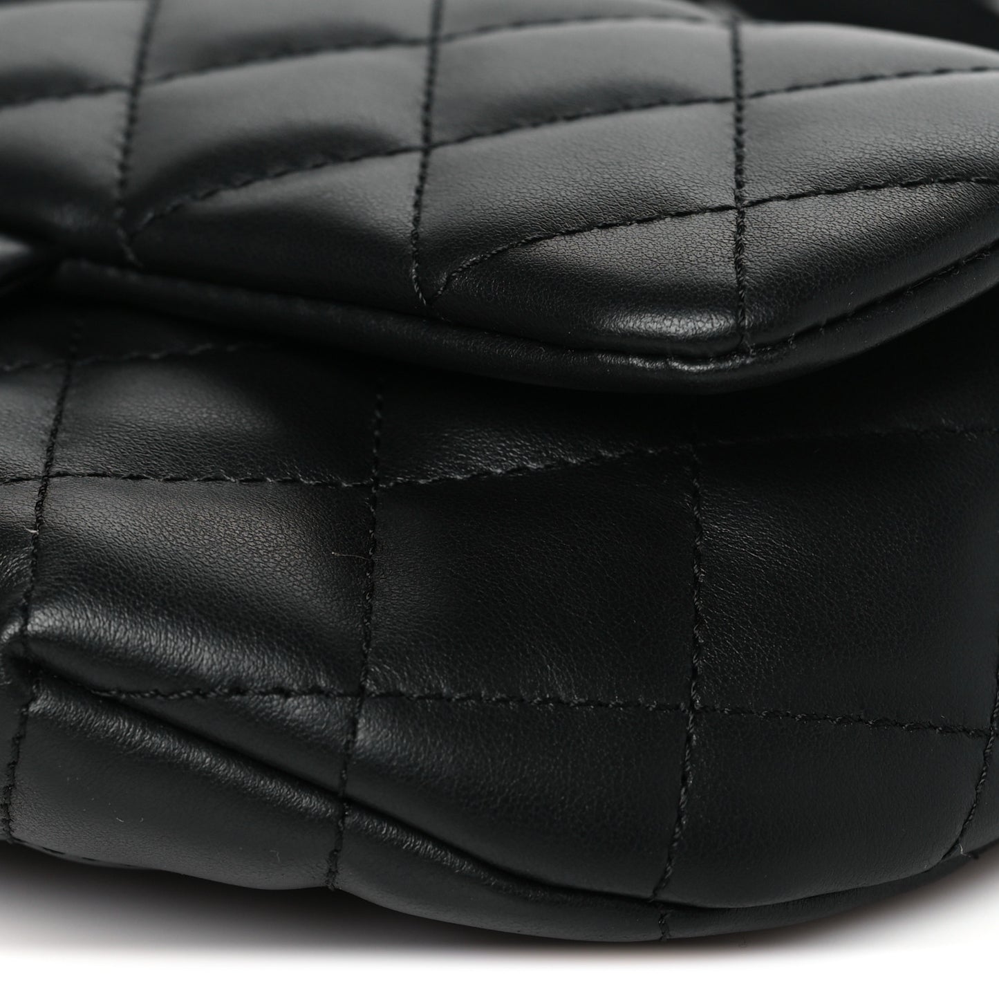 Calfskin Quilted CC Uniform Flap Belt Bag Black