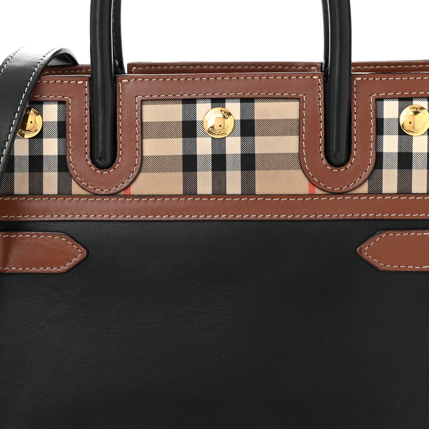 Calfskin Vintage Check Mini Two Handle Title Bag Black