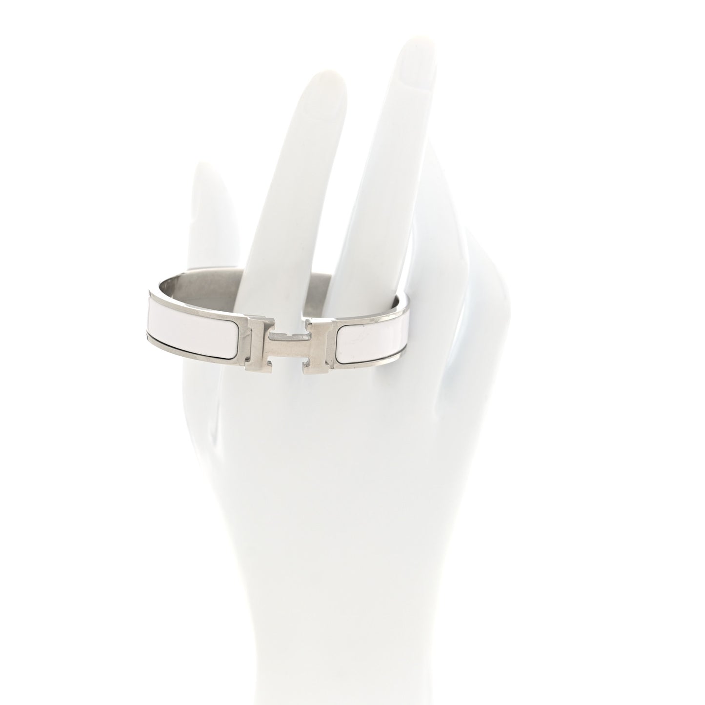 Enamel Narrow Clic Clac H Bracelet PM White