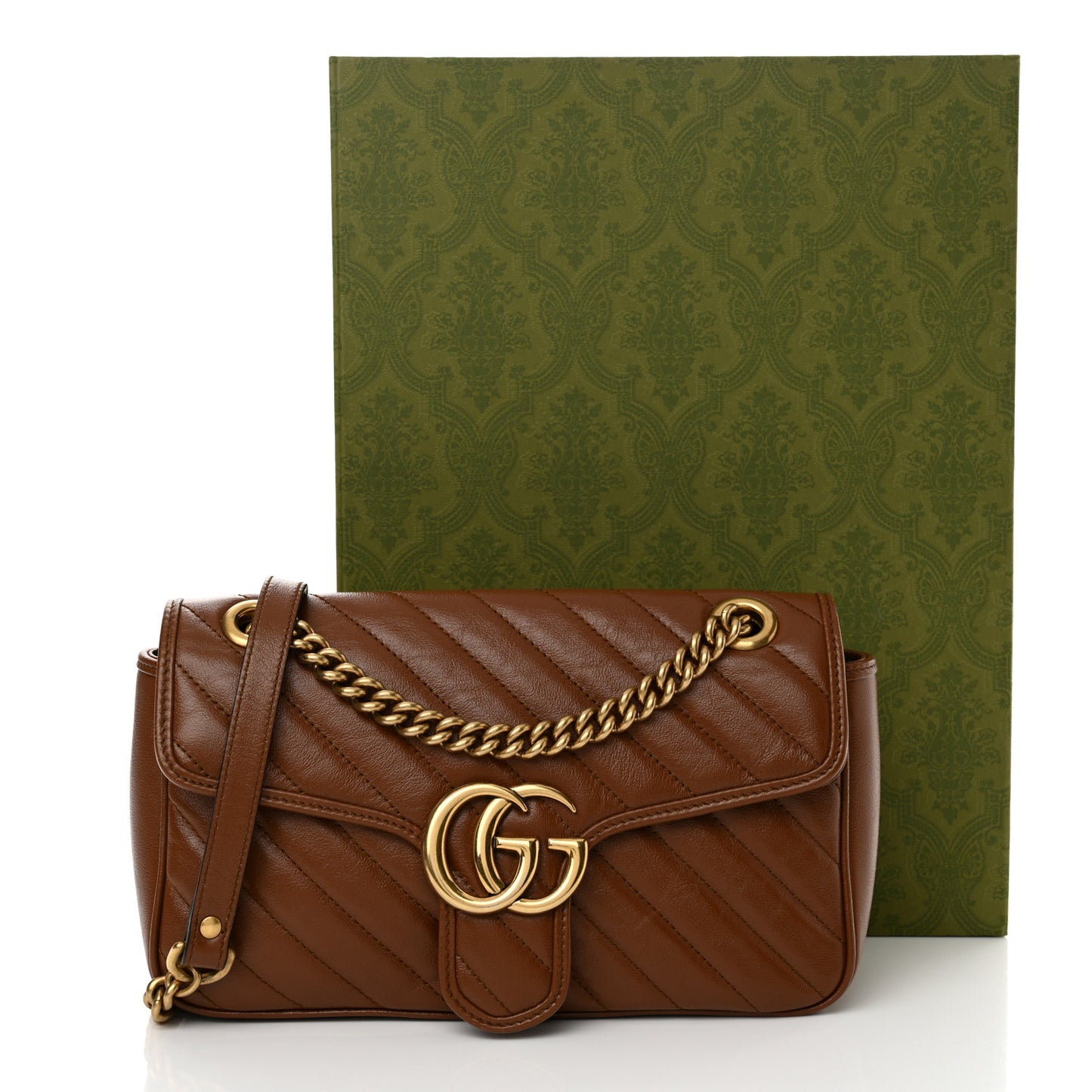 Azalea Calfskin Matelasse Diagonal Small GG Marmont Shoulder Bag Cuir