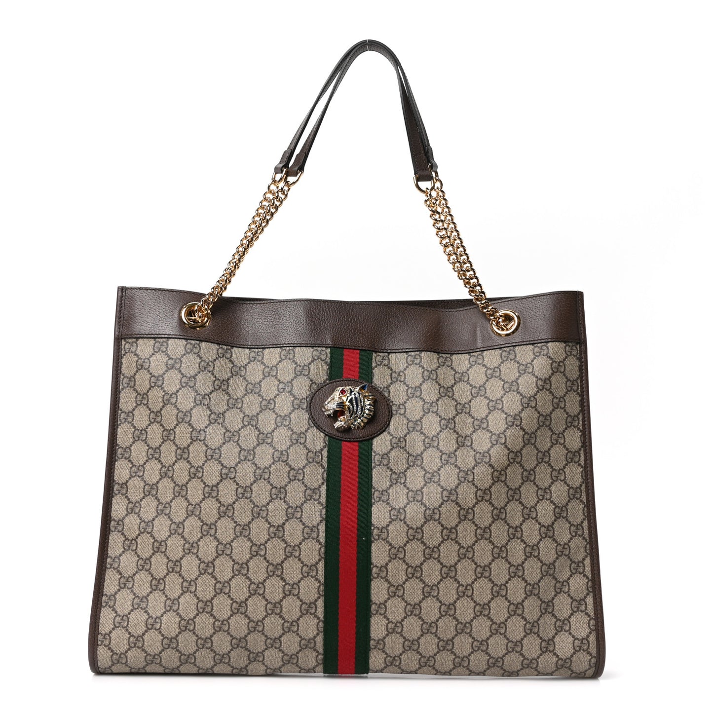 GG Supreme Monogram Large Rajah Chain Tote Beige New Acero