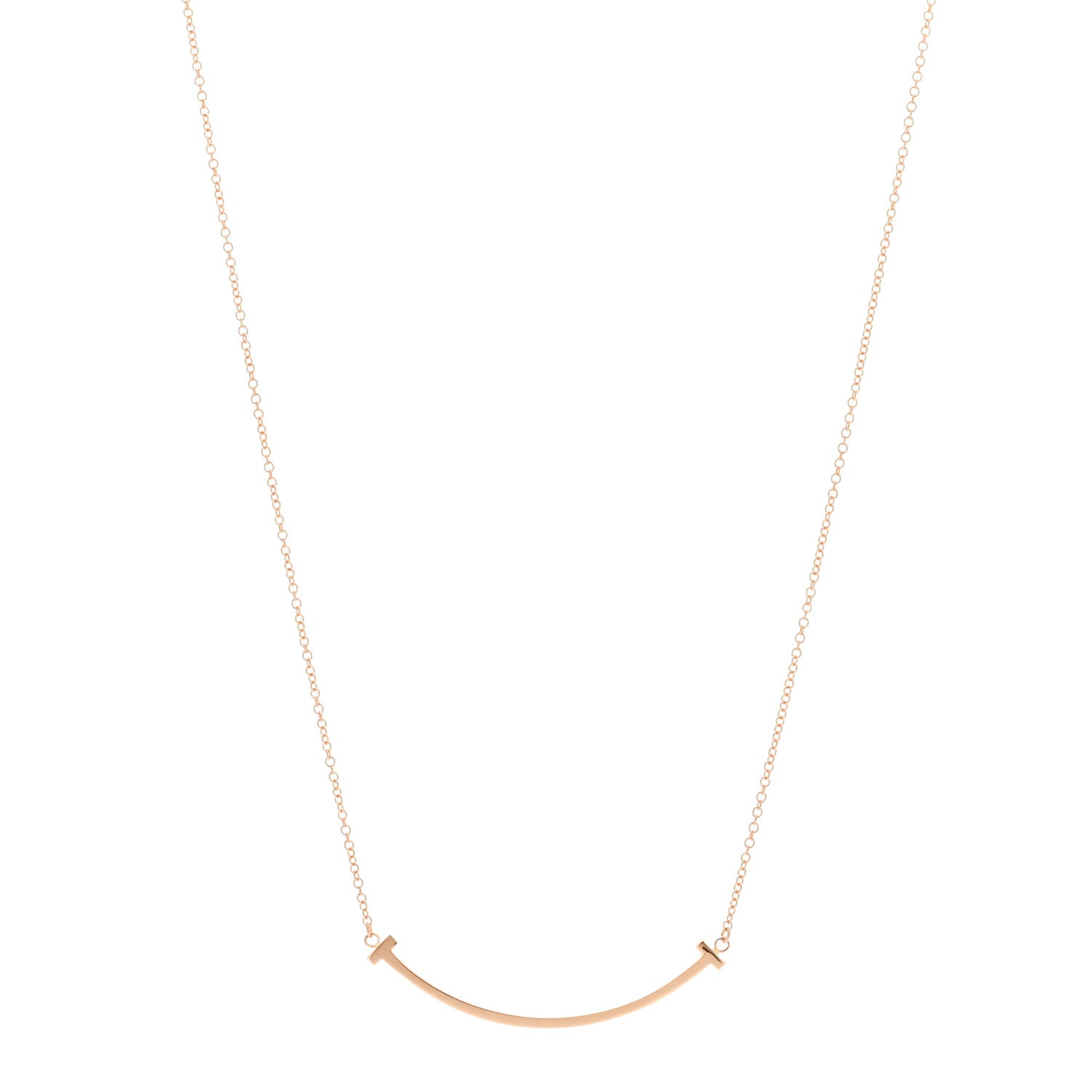 Tiffany 18K Rose Gold Small T Smile Pendant Necklace 1 of 3