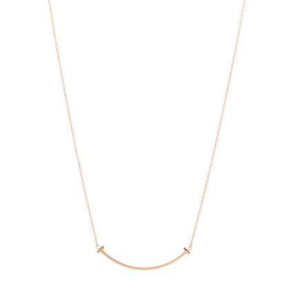 Tiffany 18K Rose Gold Small T Smile Pendant Necklace 1 of 3