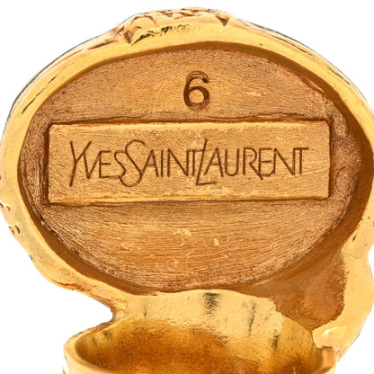 Saint Laurent Glass Cabochon Arty Ovale Ring 6 Gold Pink 4 of 5