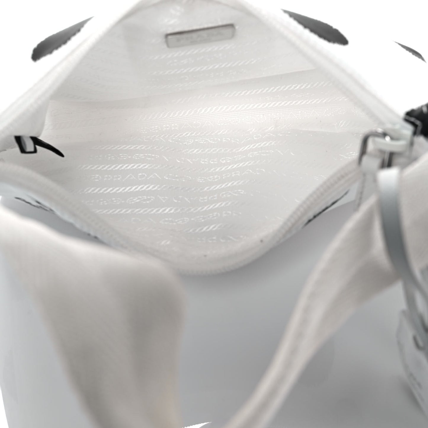 Tessuto Nylon Polka-Dot Mini Re-Edition 2000 Bag White Black