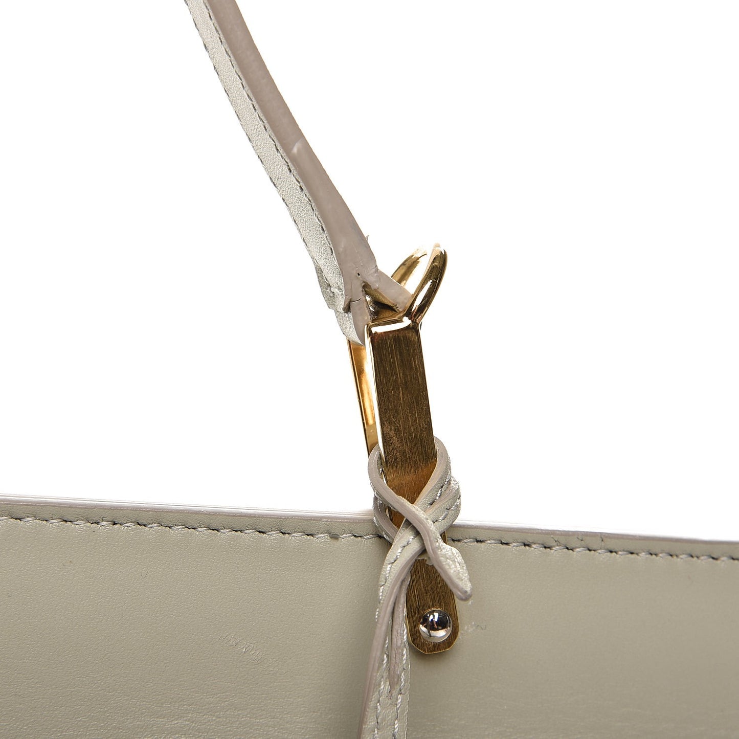 Smooth Calfskin Le Dix M Cartable Shoulder Bag Pearl Grey