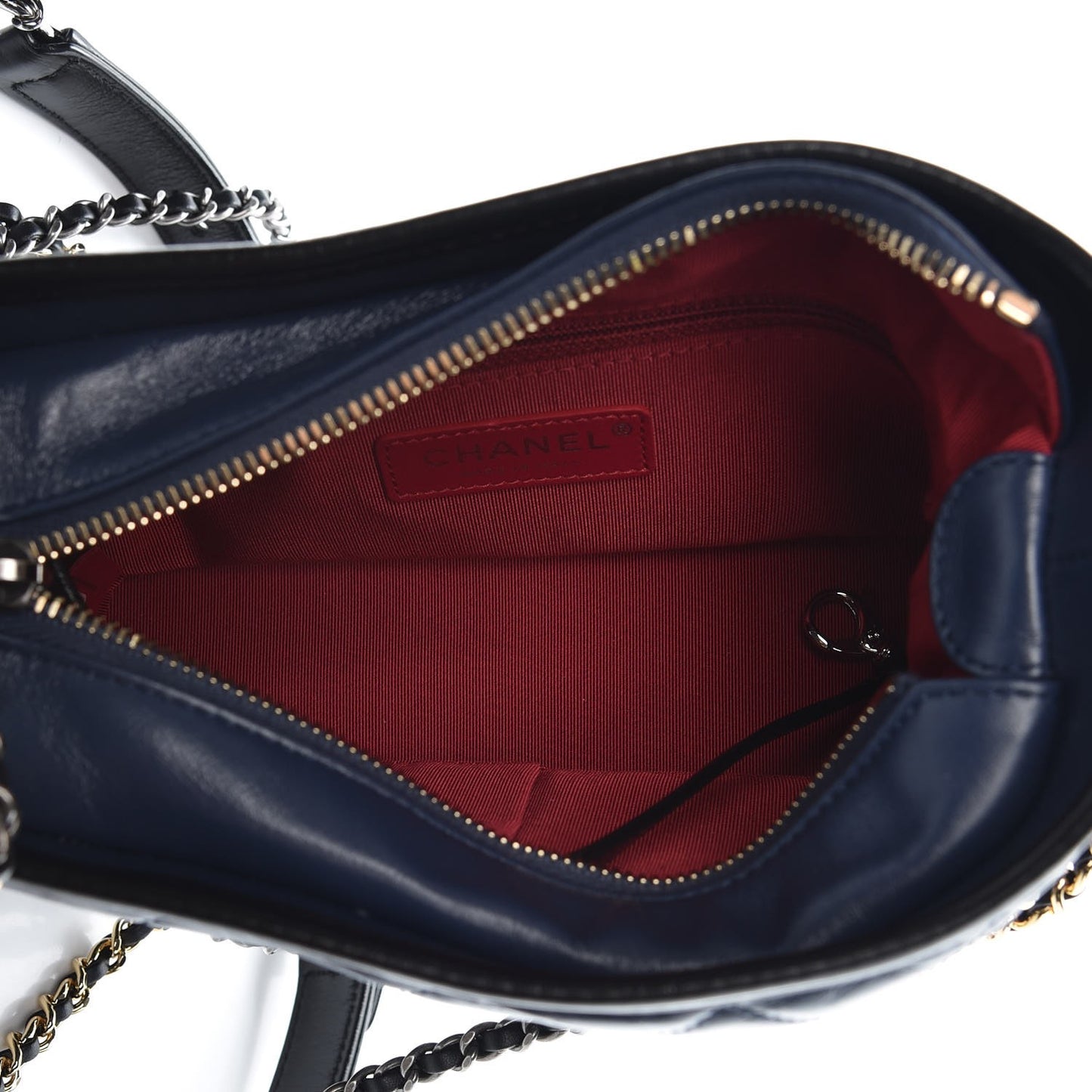 Aged Calfskin Quilted Small Gabrielle Hobo Navy Black