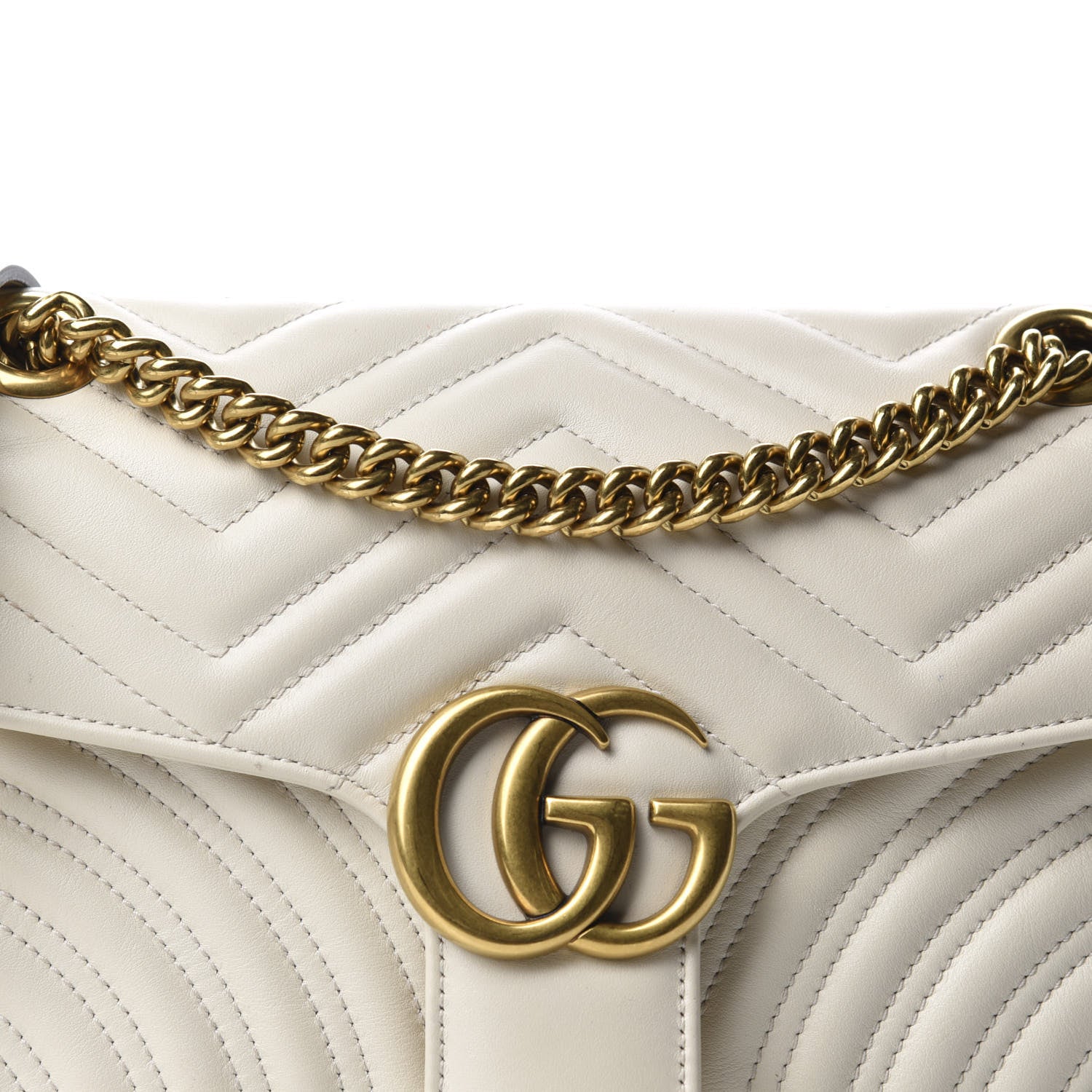 Gucci Calfskin Matelasse Small GG Marmont Shoulder Bag White 10 of 11