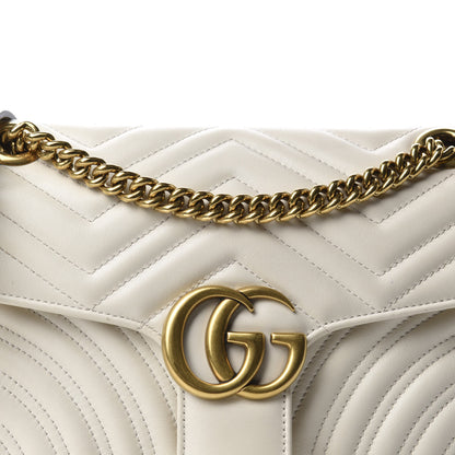 Gucci Calfskin Matelasse Small GG Marmont Shoulder Bag White 10 of 11