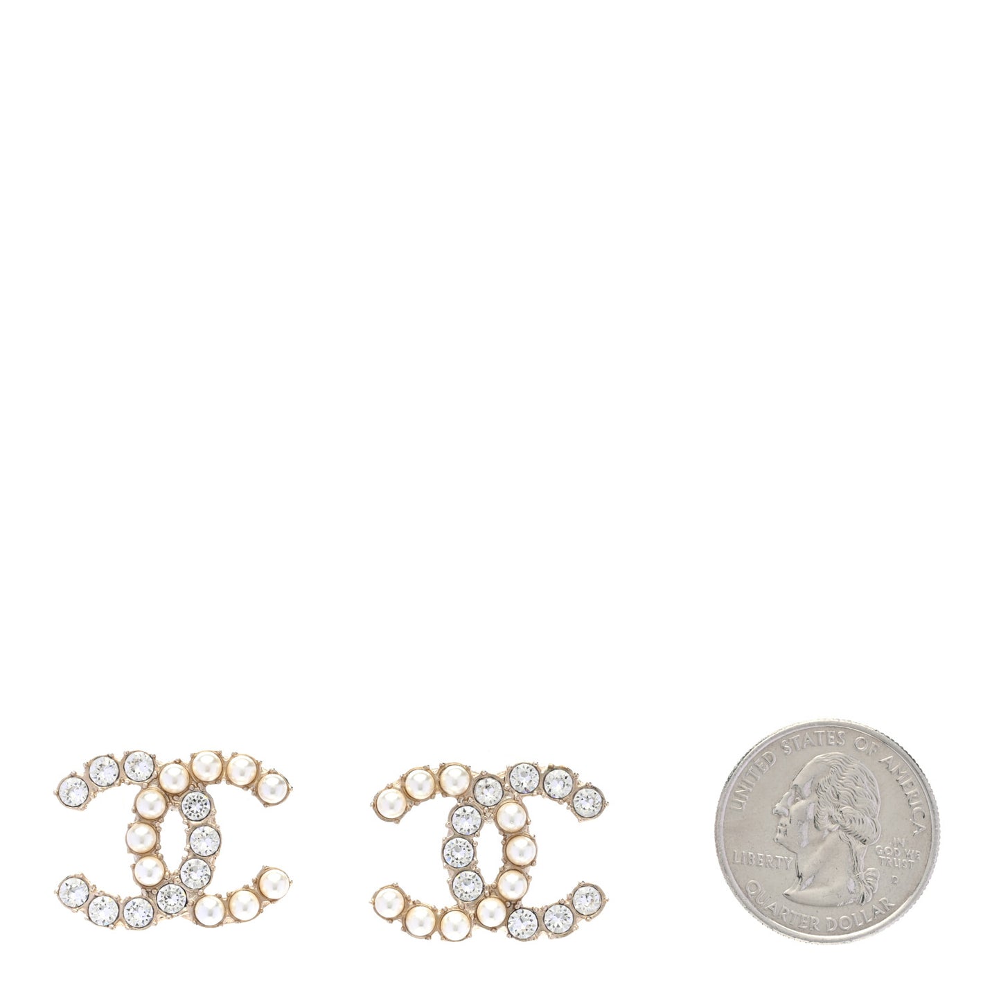Crystal Pearl CC Dazzling Domino Earrings Gold