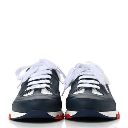Hermes Epsom Calfskin Mens Trail Sneakers 42 Indigo White 2 of 9