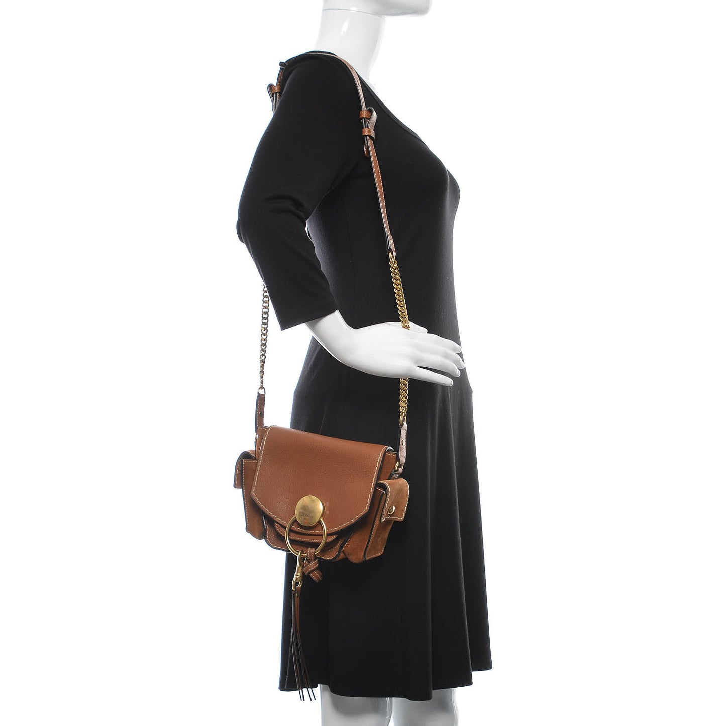 Calfskin Suede Small Jodie Camera Bag Caramel