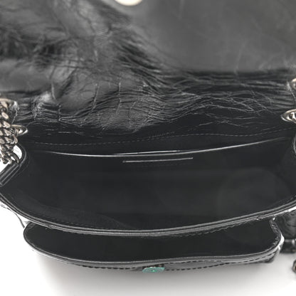 Saint Laurent Crinkled Calfskin Matelasse Monogram Baby Niki Chain Satchel Black 5 of 13