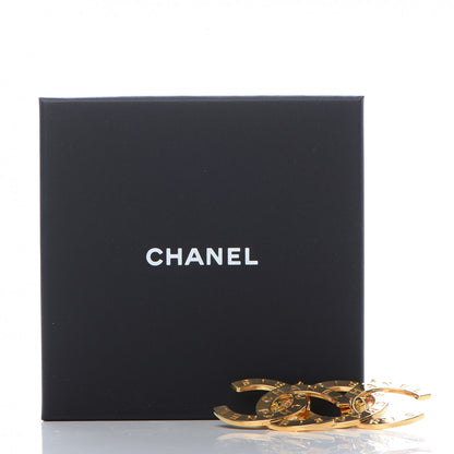 Chanel Metal Large Paris Button Earrings Gold 5 of 5