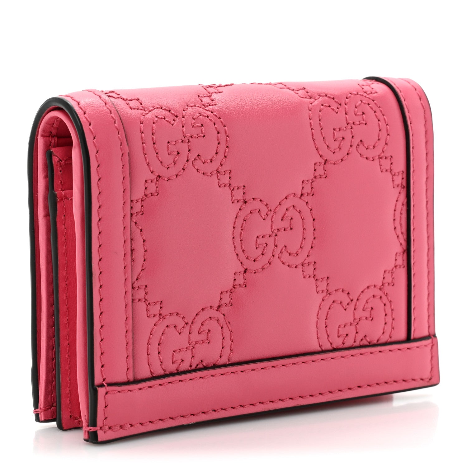 Gucci Calfskin GG Matelasse Card Case Wallet Rhodamine Pink 3 of 11