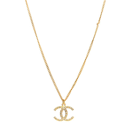 Chanel Crystal CC Pendant Necklace Gold 1 of 6