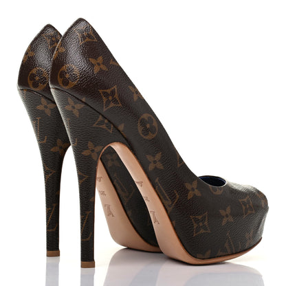 Louis Vuitton Monogram Rosemary Peep Toe Pumps 38.5 4 of 12